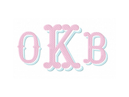 Cowboy western boy Monogram Drop Shadow font Machine Embroidery Designs Alphabet Letters Fill Stitch