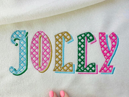 Christmas Shadow Font checkered alphabet letters and numbers light stitch machine embroidery designs monogram font with shadow BX included