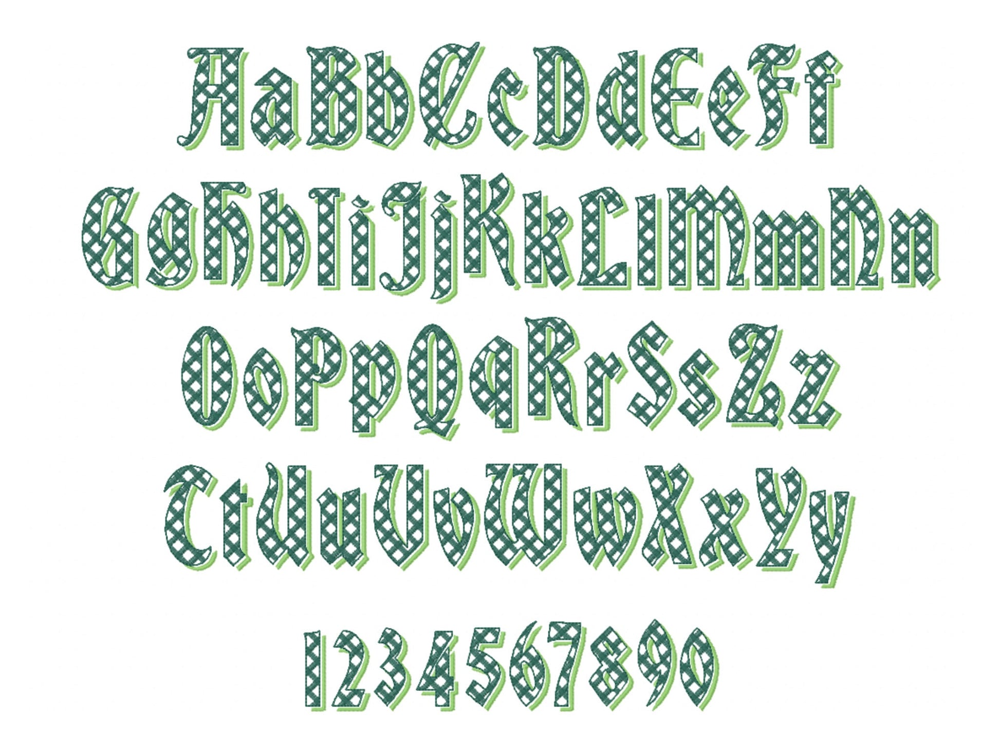 Christmas Shadow Font checkered alphabet letters and numbers light stitch machine embroidery designs monogram font with shadow BX included