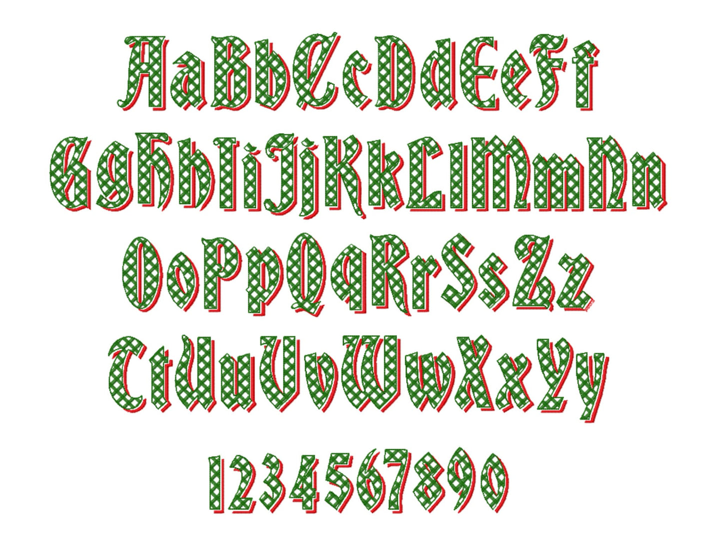 Christmas Shadow Font checkered alphabet letters and numbers light stitch machine embroidery designs monogram font with shadow BX included