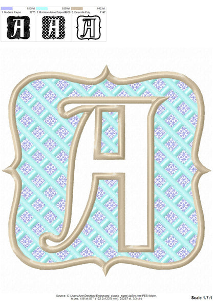 Embossed terry towel Monogram letters A-Z and gingham buffalo plaid Frame machine embroidery designs