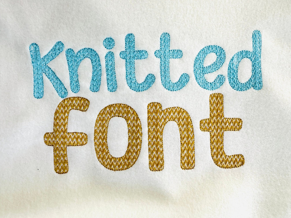 Knit Stitch Font – Embroidery 0.8" 1.2" 1.5" 2" 2.5" 3" | BX PES DST JEF | Artapli