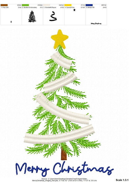 Fringed fluffy Christmas tree ITH in the hoop cute fluffy fringed spruce machine embroidery designs in assorted sizes kids funny merry Xmas