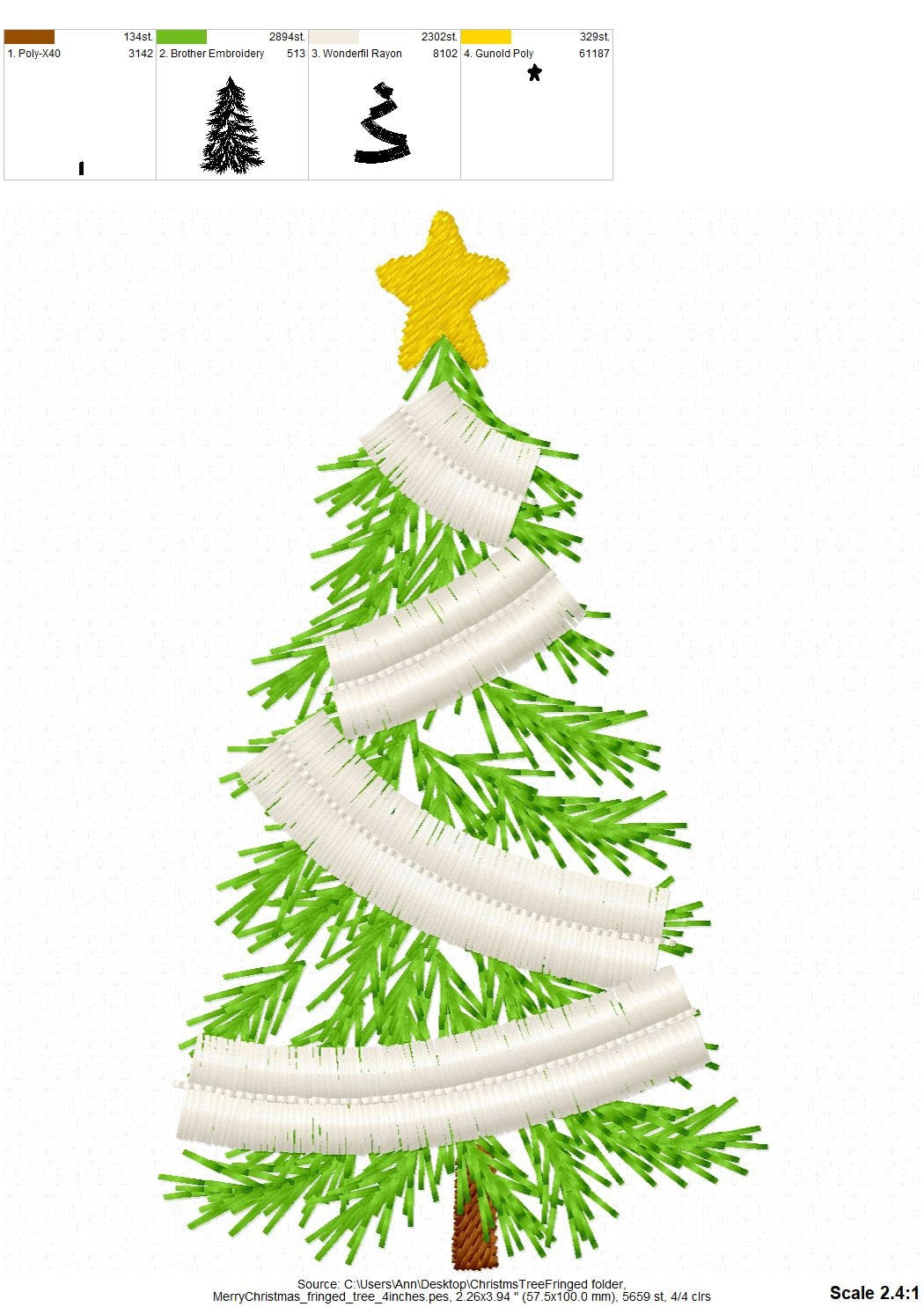 Fringed fluffy Christmas tree ITH in the hoop cute fluffy fringed spruce machine embroidery designs in assorted sizes kids funny merry Xmas