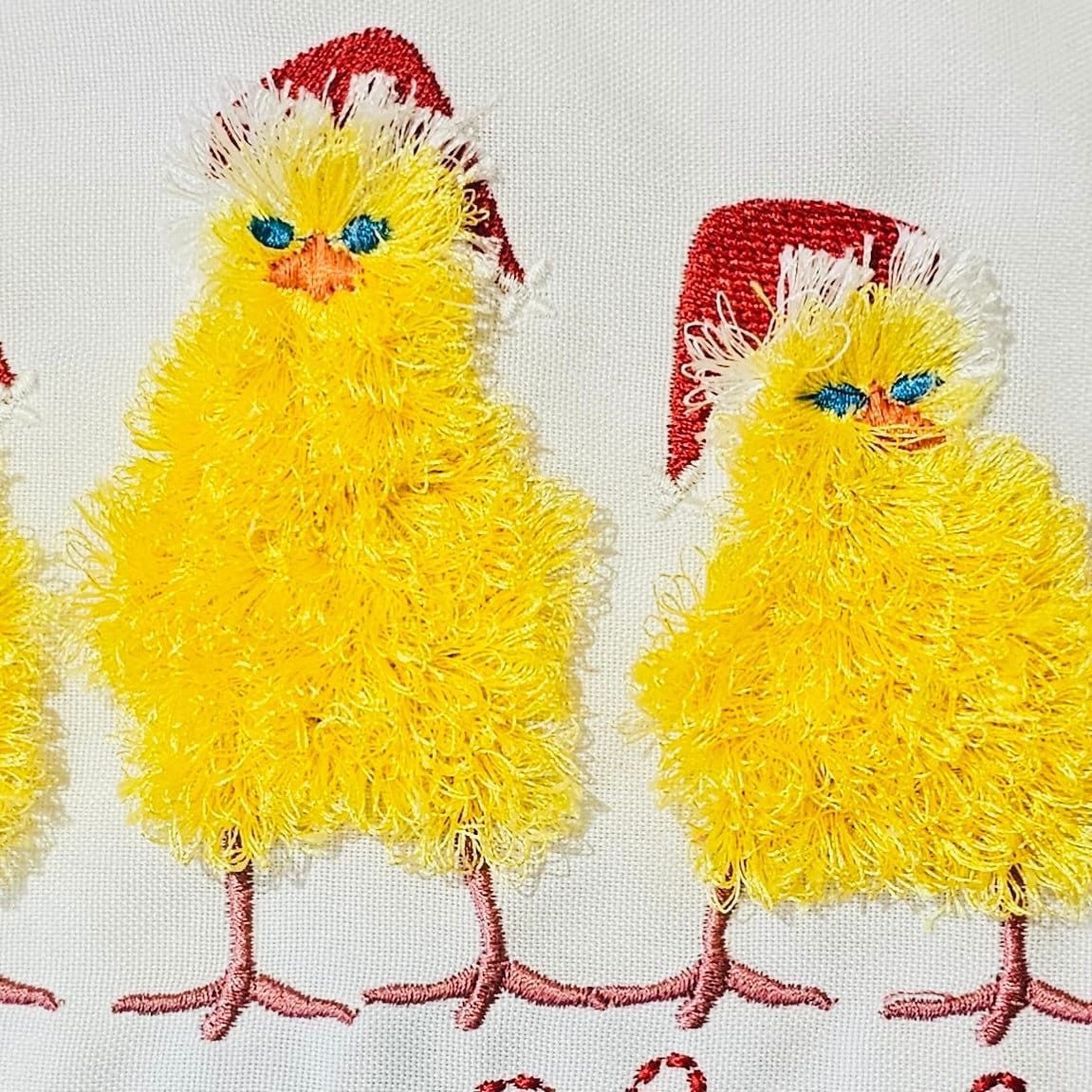 Happy Fluffy Christmas Chick Trio 3 Chicks in a Row Machine Embroidery Designs Fringe Fringed Fluffy Chenille Farm Bird Chicken Baby Kids - Etsy