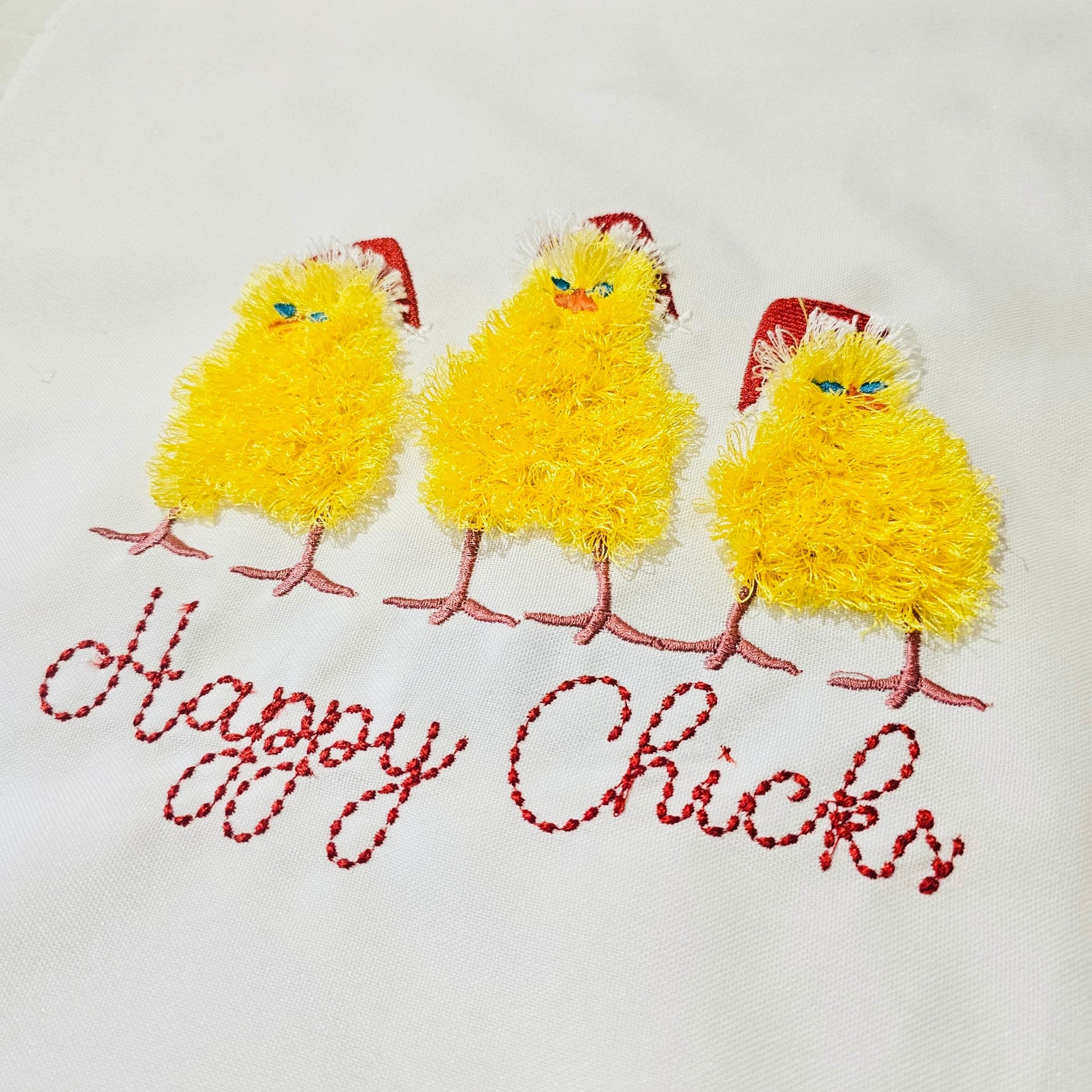 Happy Fluffy Christmas Chick Trio 3 Chicks in a Row Machine Embroidery Designs Fringe Fringed Fluffy Chenille Farm Bird Chicken Baby Kids - Etsy