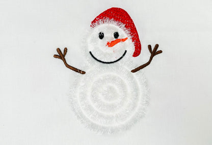 Little Cute Snowman With Santa Hat Christmas Machine Embroidery Designs Fringe Fringed Fluffy Chenille Snowman Baby Kids 4 up to 5.5 Inches - Etsy
