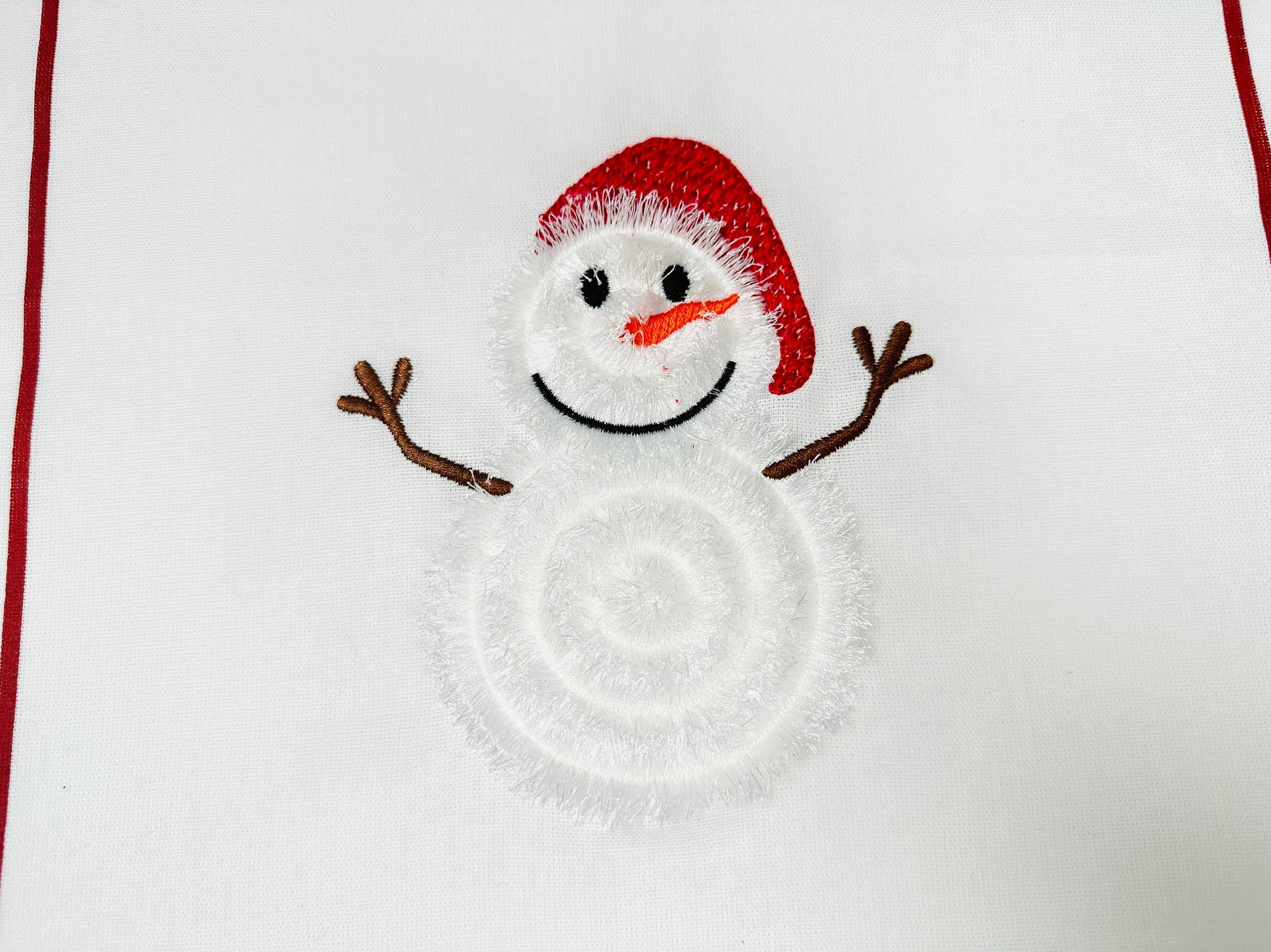 Little Cute Snowman With Santa Hat Christmas Machine Embroidery Designs Fringe Fringed Fluffy Chenille Snowman Baby Kids 4 up to 5.5 Inches - Etsy