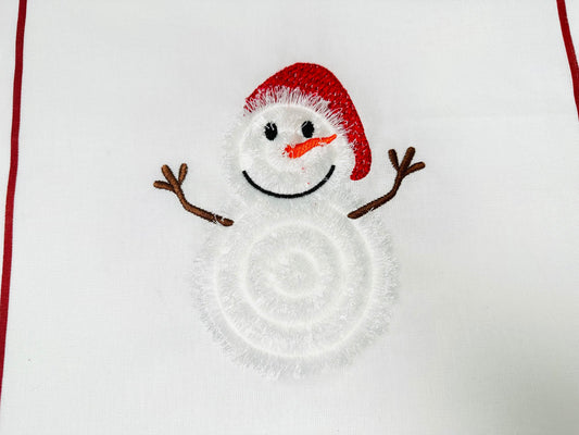 Little Cute Snowman With Santa Hat Christmas Machine Embroidery Designs Fringe Fringed Fluffy Chenille Snowman Baby Kids 4 up to 5.5 Inches - Etsy