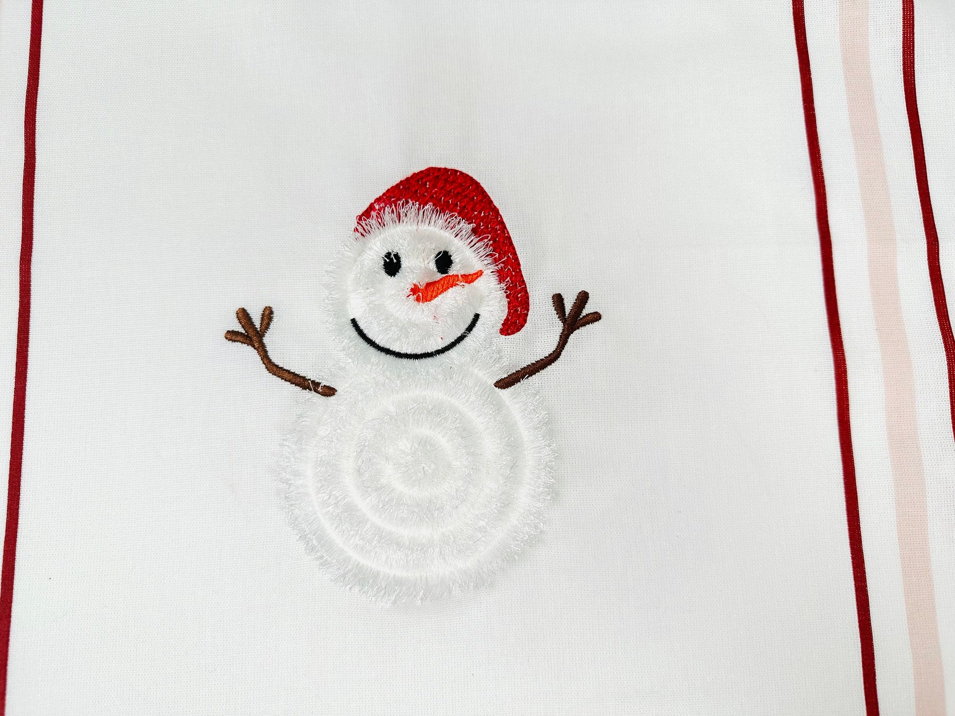 Little Cute Snowman With Santa Hat Christmas Machine Embroidery Designs Fringe Fringed Fluffy Chenille Snowman Baby Kids 4 up to 5.5 Inches - Etsy