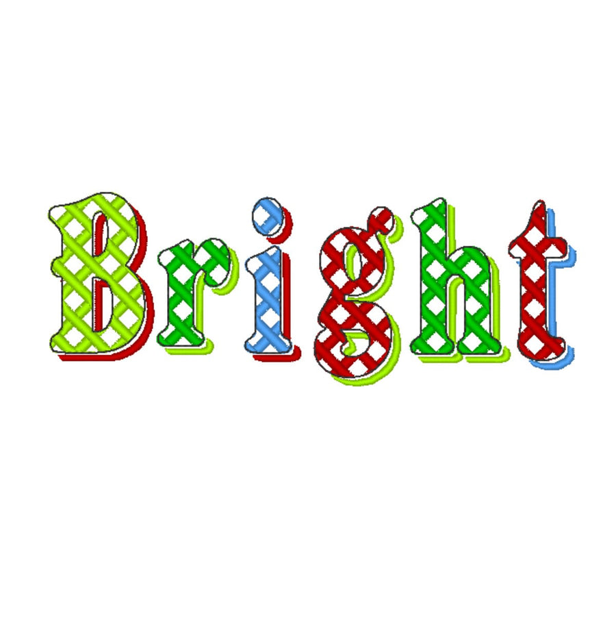 Christmas Shadow Font checkered alphabet letters and numbers light stitch machine embroidery designs monogram font with shadow BX included