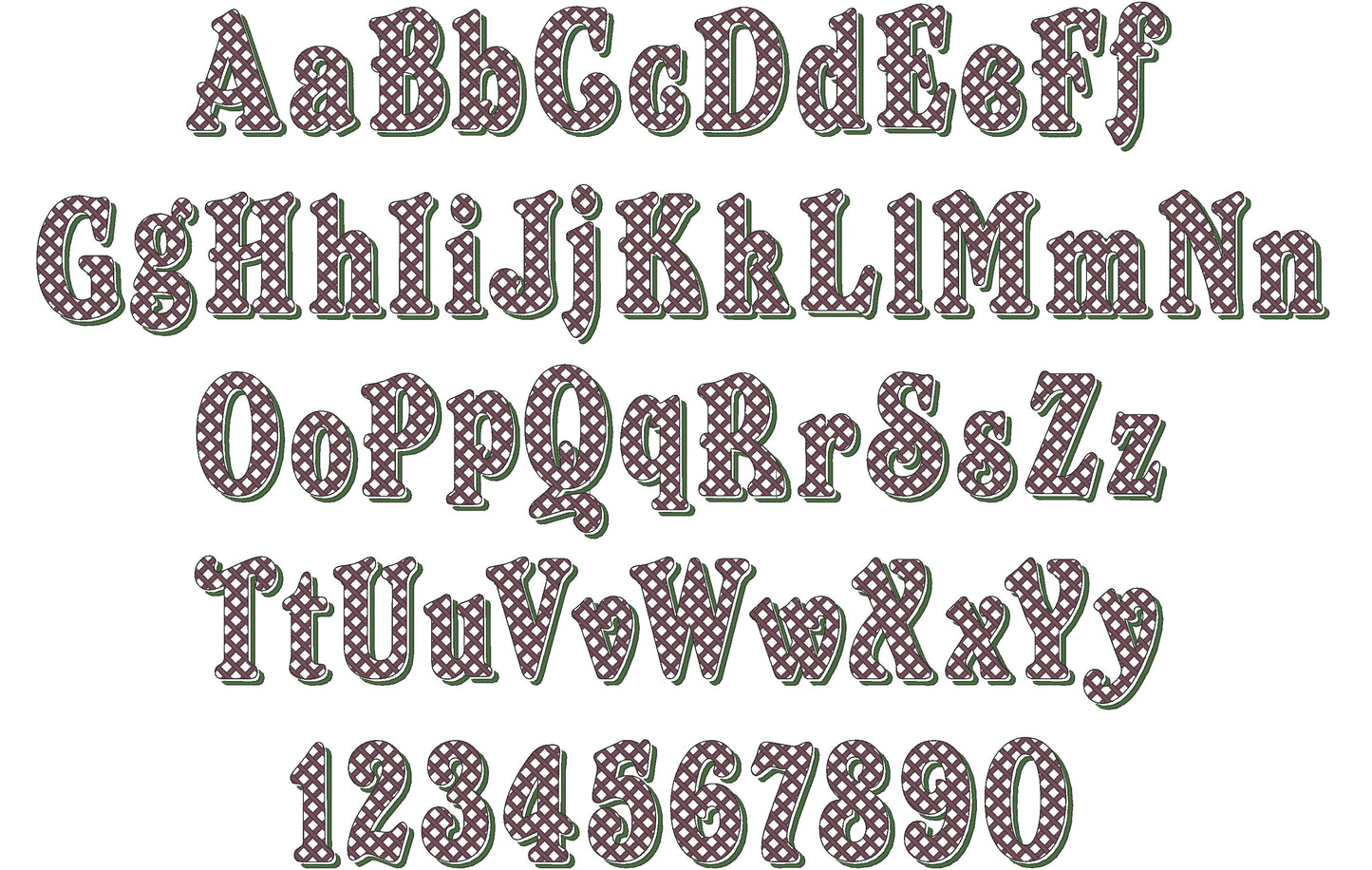 Christmas Shadow Font checkered alphabet letters and numbers light stitch machine embroidery designs monogram font with shadow BX included