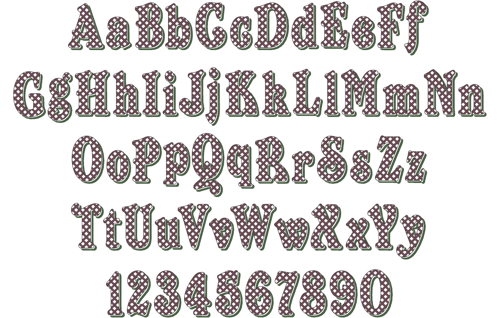 Christmas Shadow Font checkered alphabet letters and numbers light stitch machine embroidery designs monogram font with shadow BX included