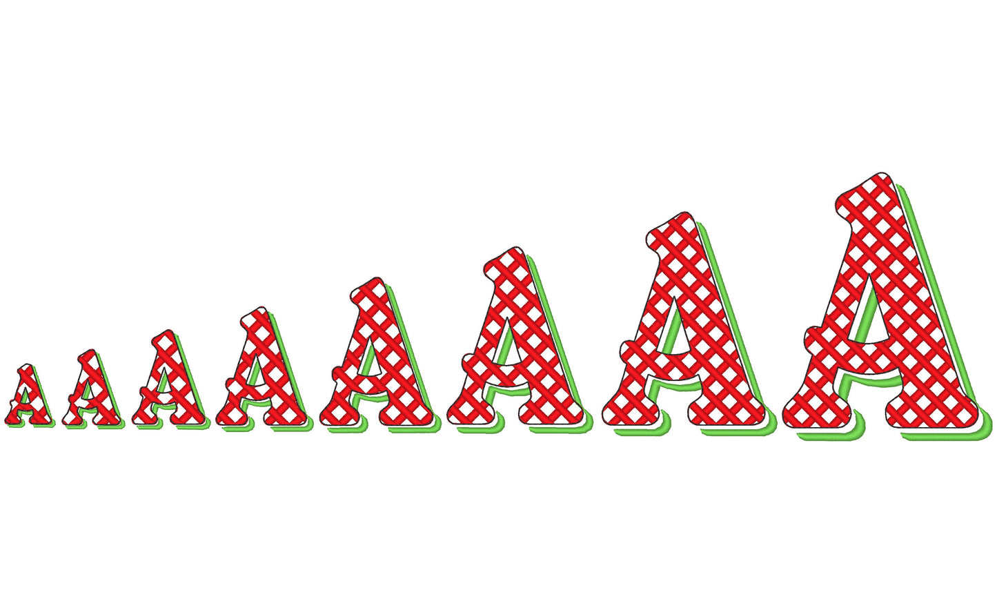 Christmas Shadow Font checkered alphabet letters and numbers light stitch machine embroidery designs monogram font with shadow BX included