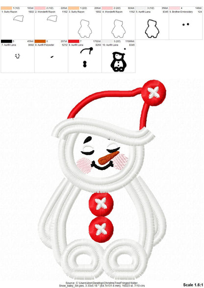 Cute Little Snowman Baby With Santa Hat Applique Machine Embroidery Designs Fringe Fringed Fluffy Chenille Christmas Fur Design for Kids - Etsy