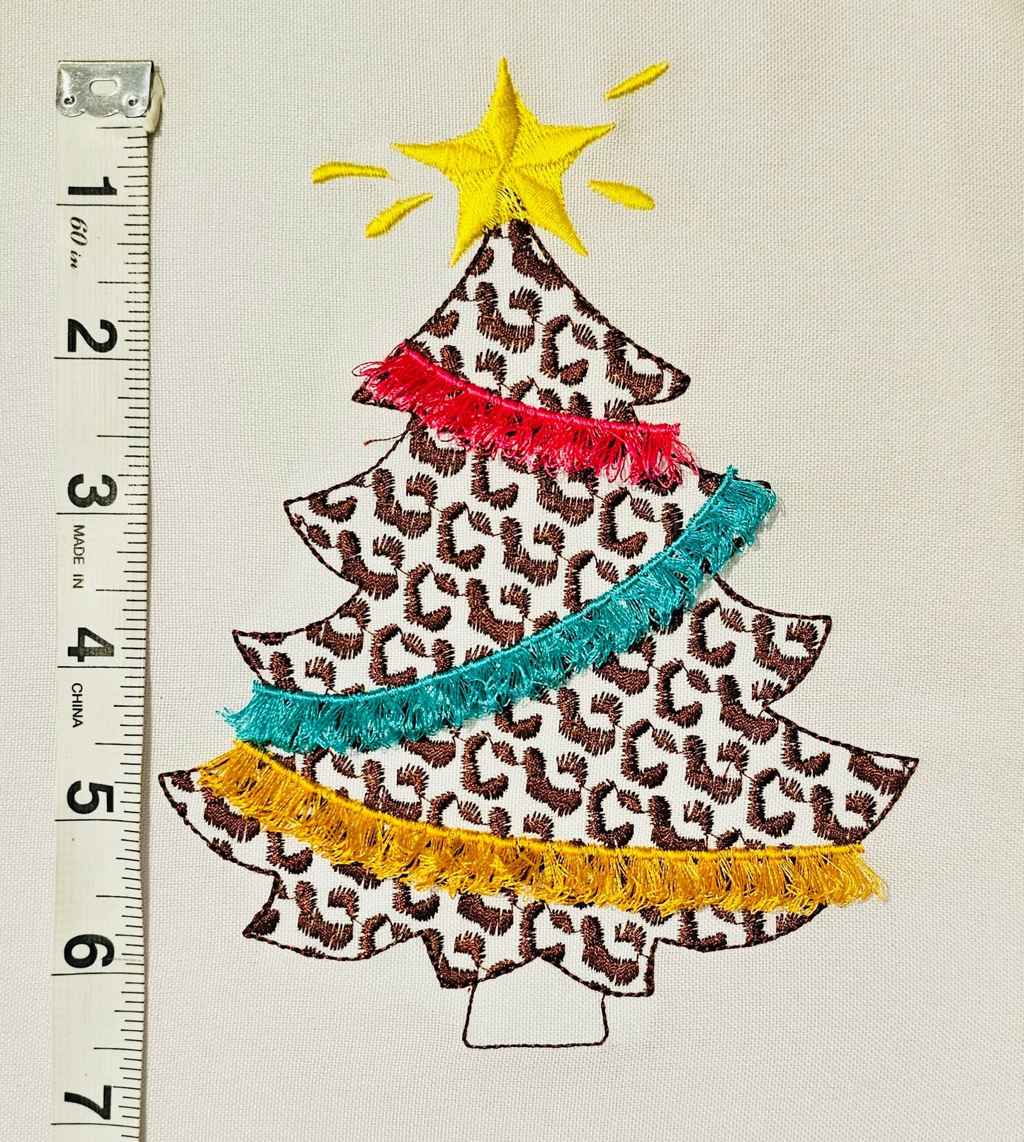 Leopard Spots Christmas Tree With Fringed Fluffy Garland Light Stitch Machine Embroidery Designs Extraordinary Spruce Sizes 4, 5, 6, 7inches - Etsy