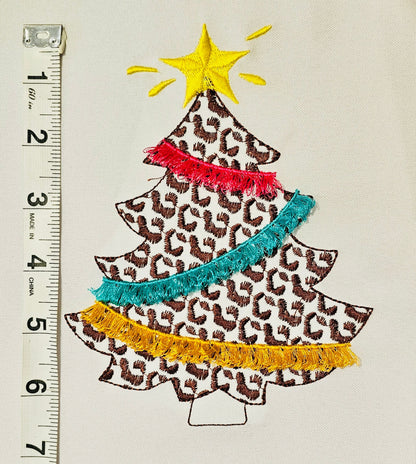 Leopard Spots Christmas Tree With Fringed Fluffy Garland Light Stitch Machine Embroidery Designs Extraordinary Spruce Sizes 4, 5, 6, 7inches - Etsy