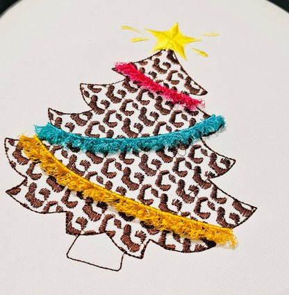 Leopard Spots Christmas Tree With Fringed Fluffy Garland Light Stitch Machine Embroidery Designs Extraordinary Spruce Sizes 4, 5, 6, 7inches - Etsy