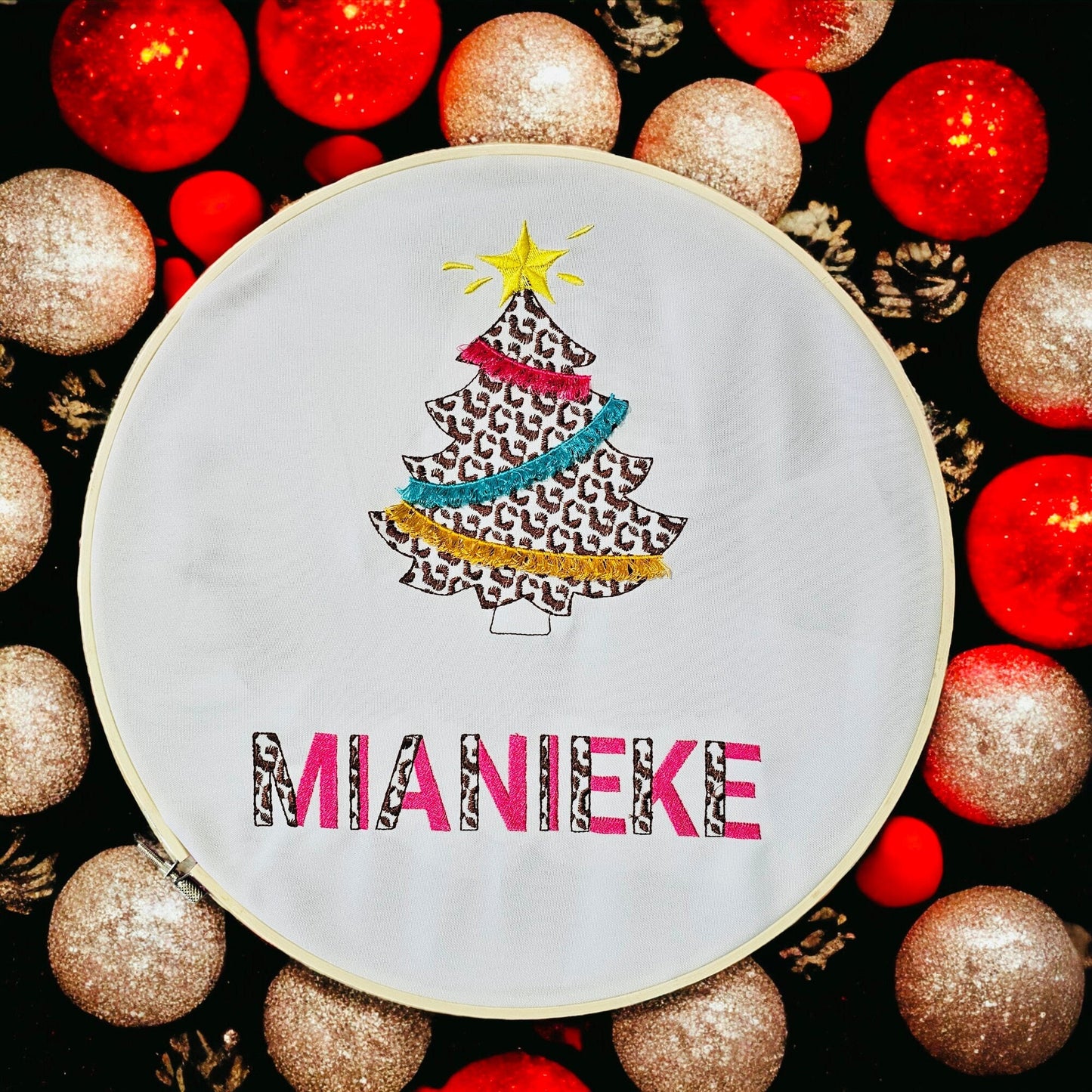 Leopard Spots Christmas Tree With Fringed Fluffy Garland Light Stitch Machine Embroidery Designs Extraordinary Spruce Sizes 4, 5, 6, 7inches - Etsy