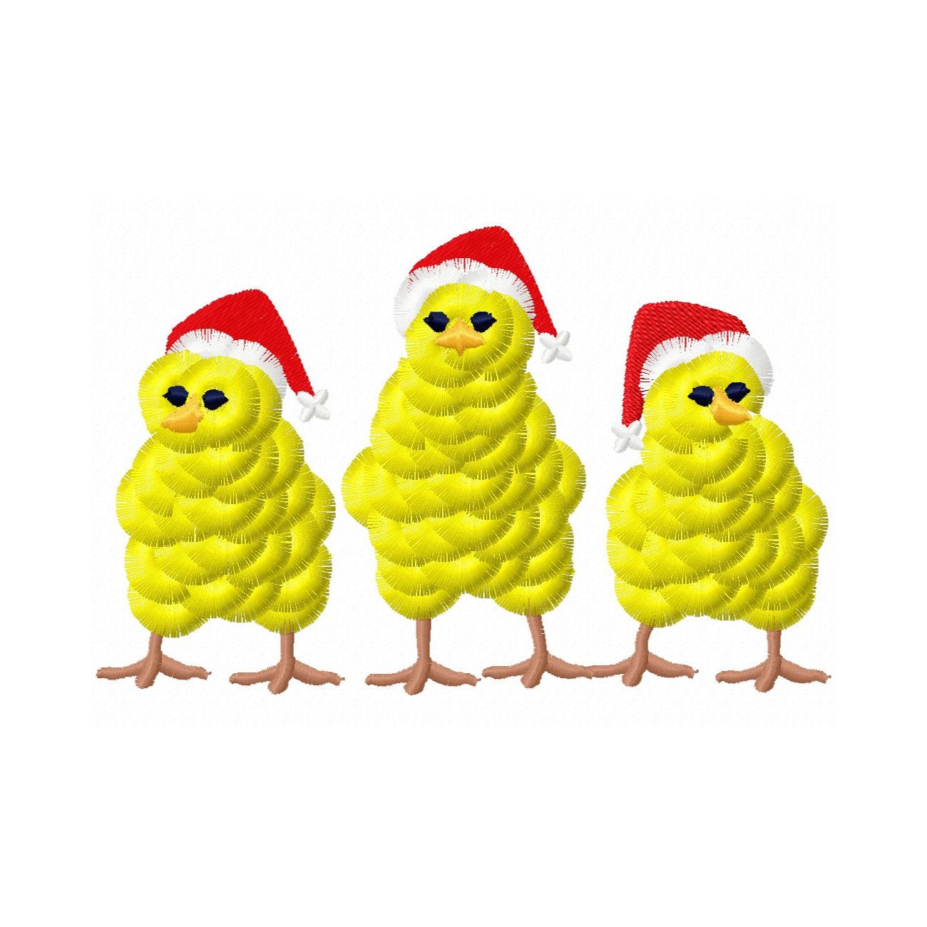 Happy Fluffy Christmas Chick Trio 3 Chicks in a Row Machine Embroidery Designs Fringe Fringed Fluffy Chenille Farm Bird Chicken Baby Kids - Etsy