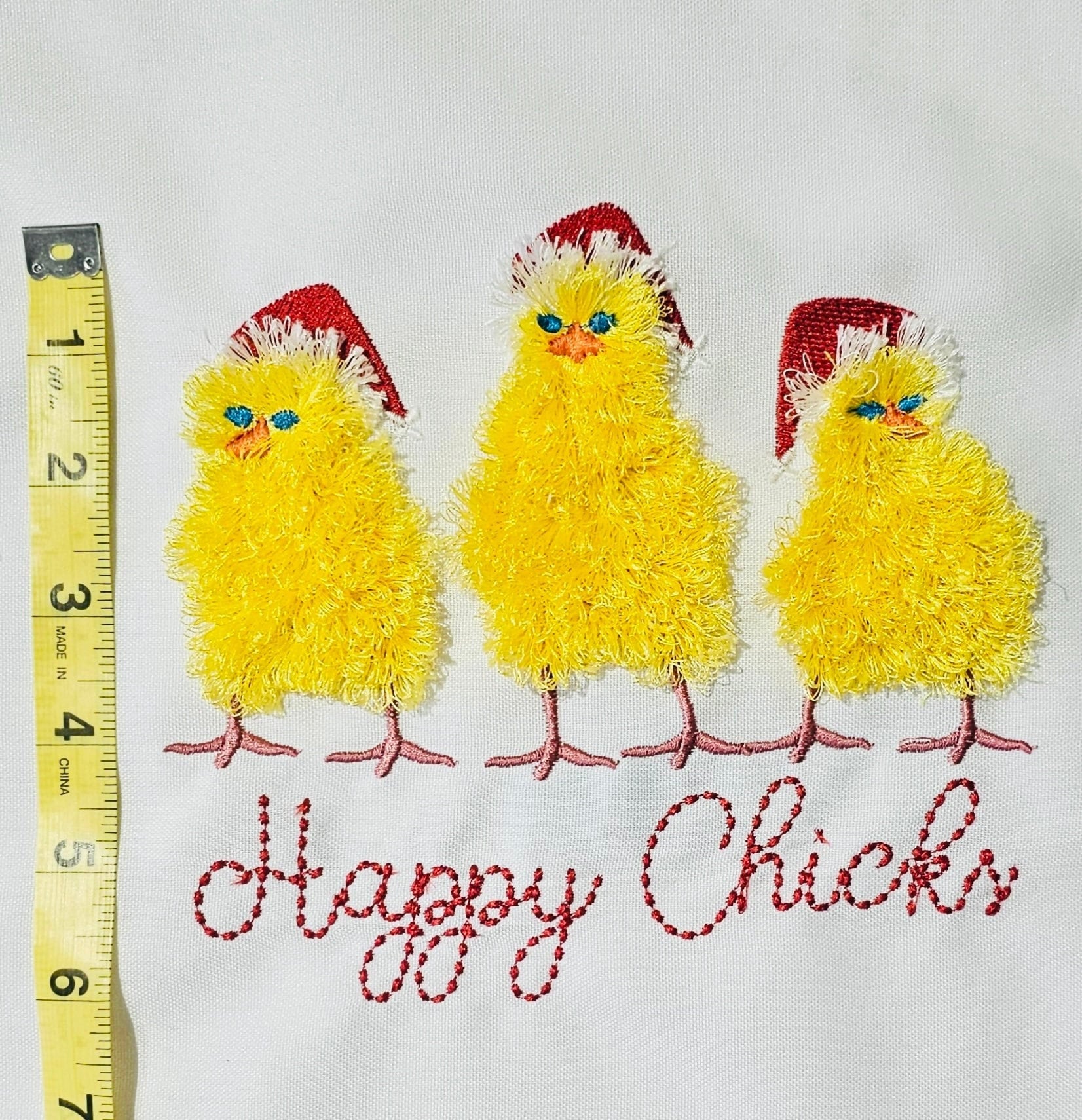 Happy Fluffy Christmas Chick Trio 3 Chicks in a Row Machine Embroidery Designs Fringe Fringed Fluffy Chenille Farm Bird Chicken Baby Kids - Etsy