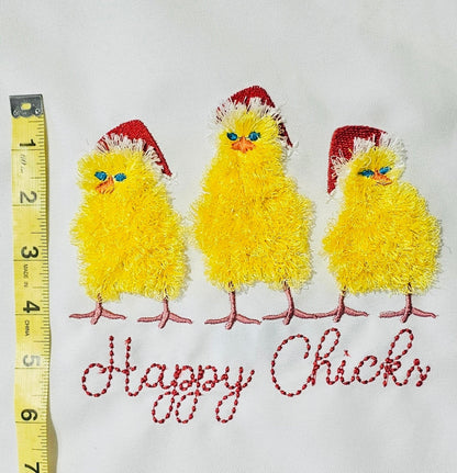 Happy Fluffy Christmas Chick Trio 3 Chicks in a Row Machine Embroidery Designs Fringe Fringed Fluffy Chenille Farm Bird Chicken Baby Kids - Etsy