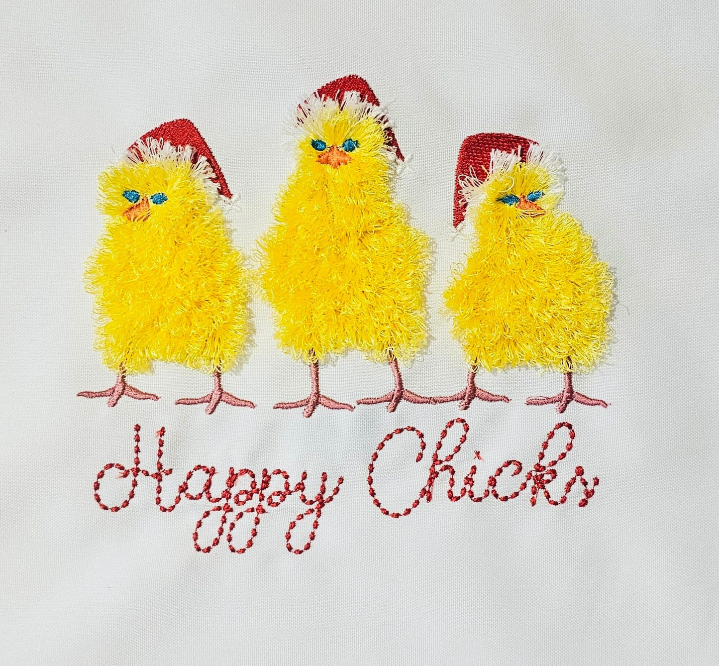 Happy Fluffy Christmas Chick Trio 3 Chicks in a Row Machine Embroidery Designs Fringe Fringed Fluffy Chenille Farm Bird Chicken Baby Kids - Etsy