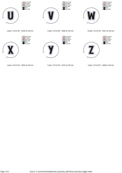 Minky fur fluffy Ball key fob snap tab keychain charm Monogram A-Z in the hoop ITH keyfob bag tag  machine embroidery designs for hoop 4x4