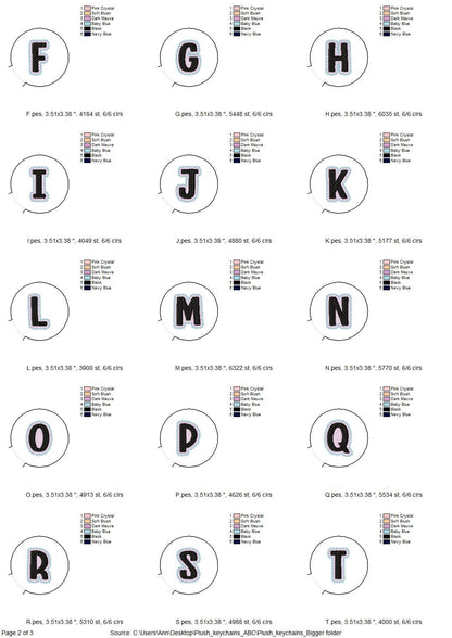 Minky fur fluffy Ball key fob snap tab keychain charm Monogram A-Z in the hoop ITH keyfob bag tag  machine embroidery designs for hoop 4x4