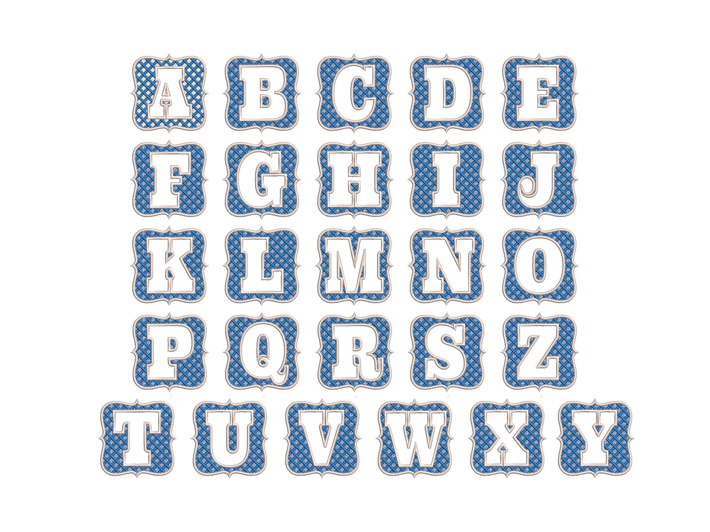 Embossed terry towel Bold Monogram letters A-Z in plaid checkered Frame machine embroidery designs for hoop 4x4, 5x7 wedding birthday gift