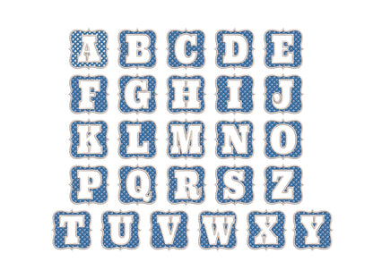 Embossed terry towel Bold Monogram letters A-Z in plaid checkered Frame machine embroidery designs for hoop 4x4, 5x7 wedding birthday gift