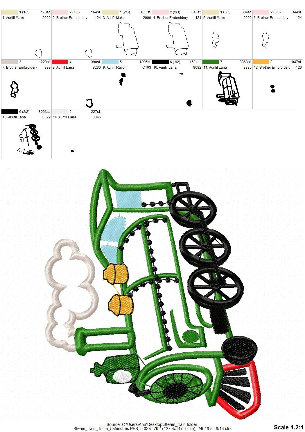 Real steam train locomotive vehicle applique machine embroidery designs