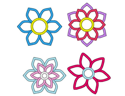 Floral Flower Set of 4 applique machine embroidery designs