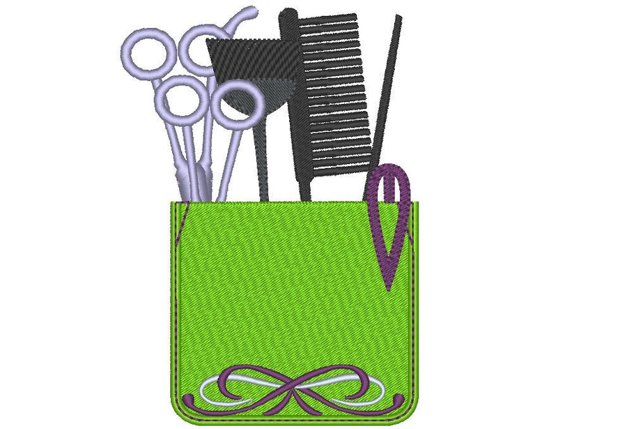 Real Hairdresser Hairstylist Pocket ITH Embroidery 4" 5" 6" 7" | PES DST JEF | Artapli