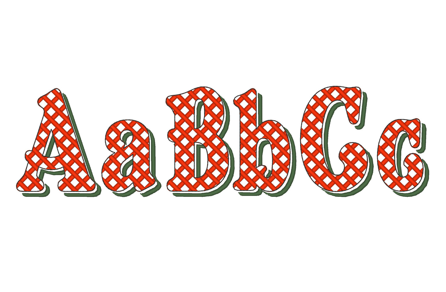 Christmas Shadow Font checkered alphabet letters and numbers light stitch machine embroidery designs monogram font with shadow BX included