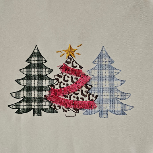 Baby gingham Christmas trees in a row machine embroidery designs checkered triple trees Woodlands Tree Trio many sizes from 4 up to 12 inch