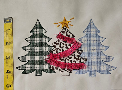 Baby gingham Christmas trees in a row machine embroidery designs checkered triple trees Woodlands Tree Trio many sizes from 4 up to 12 inch