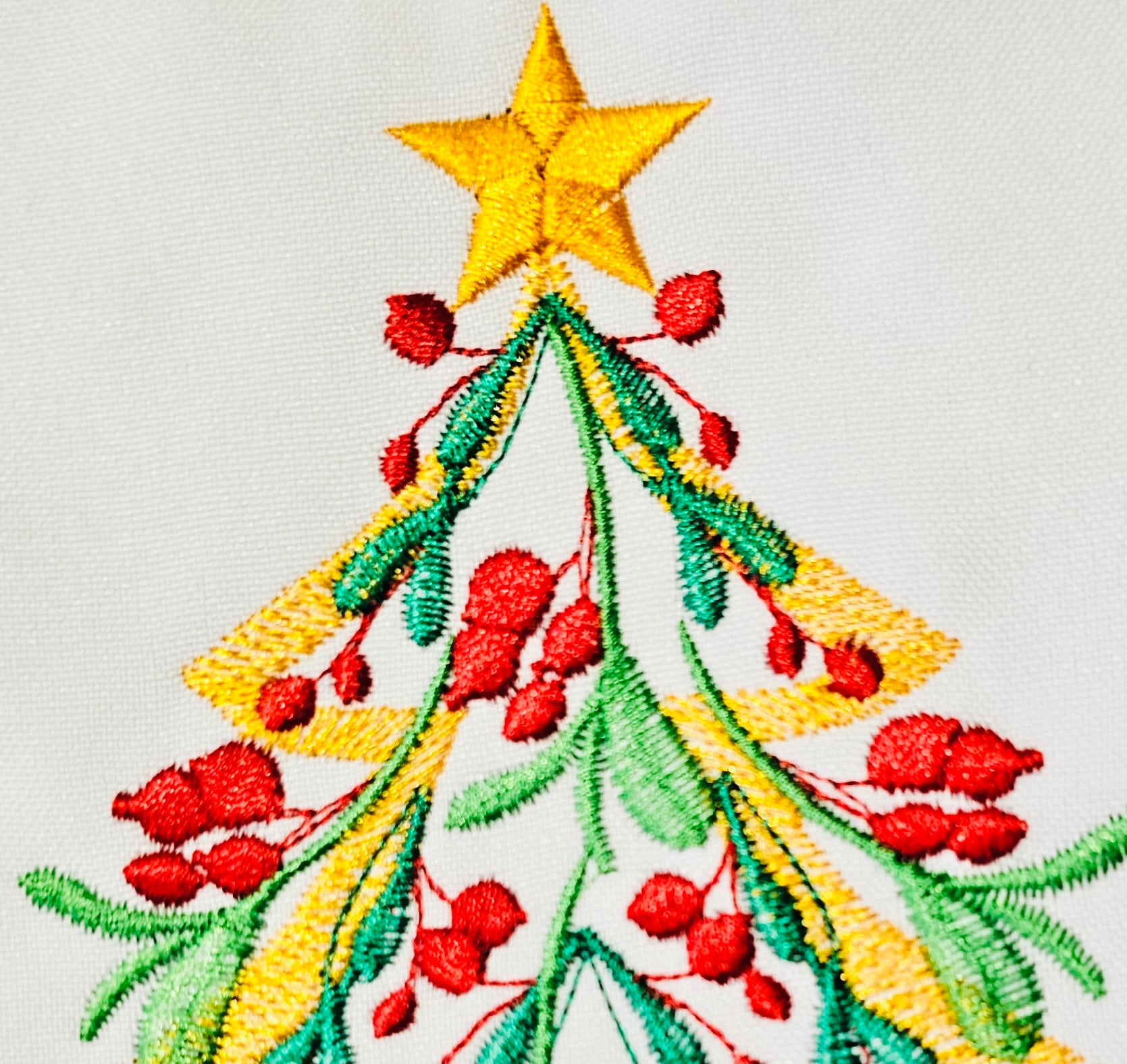 Floral Vintage old fashioned Christmas tree in light stitch with Merry Christmas berries machine embroidery designs towel tees tshirt design