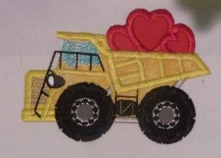 Valentine Dump Truck and Tractor fill stitch and Applique machine embroidery designs