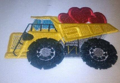 Valentine Dump Truck and Tractor fill stitch and Applique machine embroidery designs