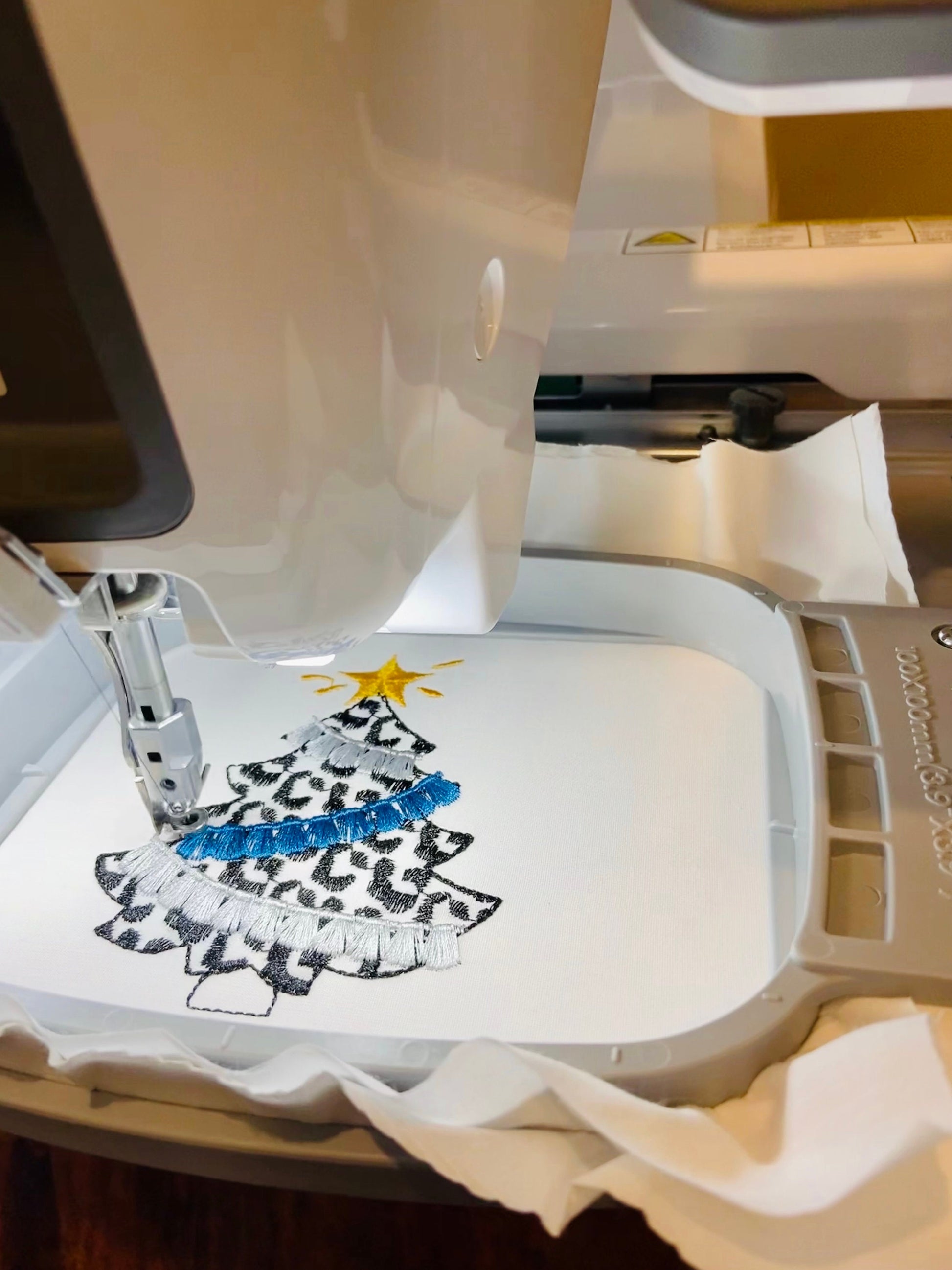 Leopard Spots Christmas Tree With Fringed Fluffy Garland Light Stitch Machine Embroidery Designs Extraordinary Spruce Sizes 4, 5, 6, 7inches - Etsy