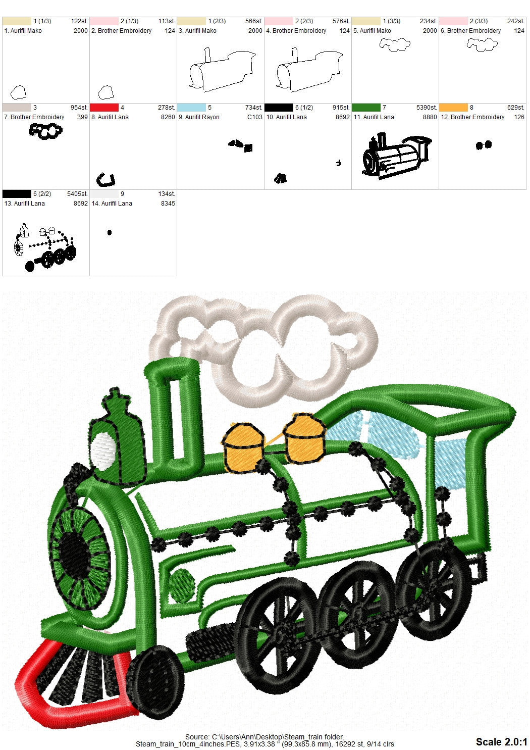 Real steam train locomotive vehicle applique machine embroidery designs