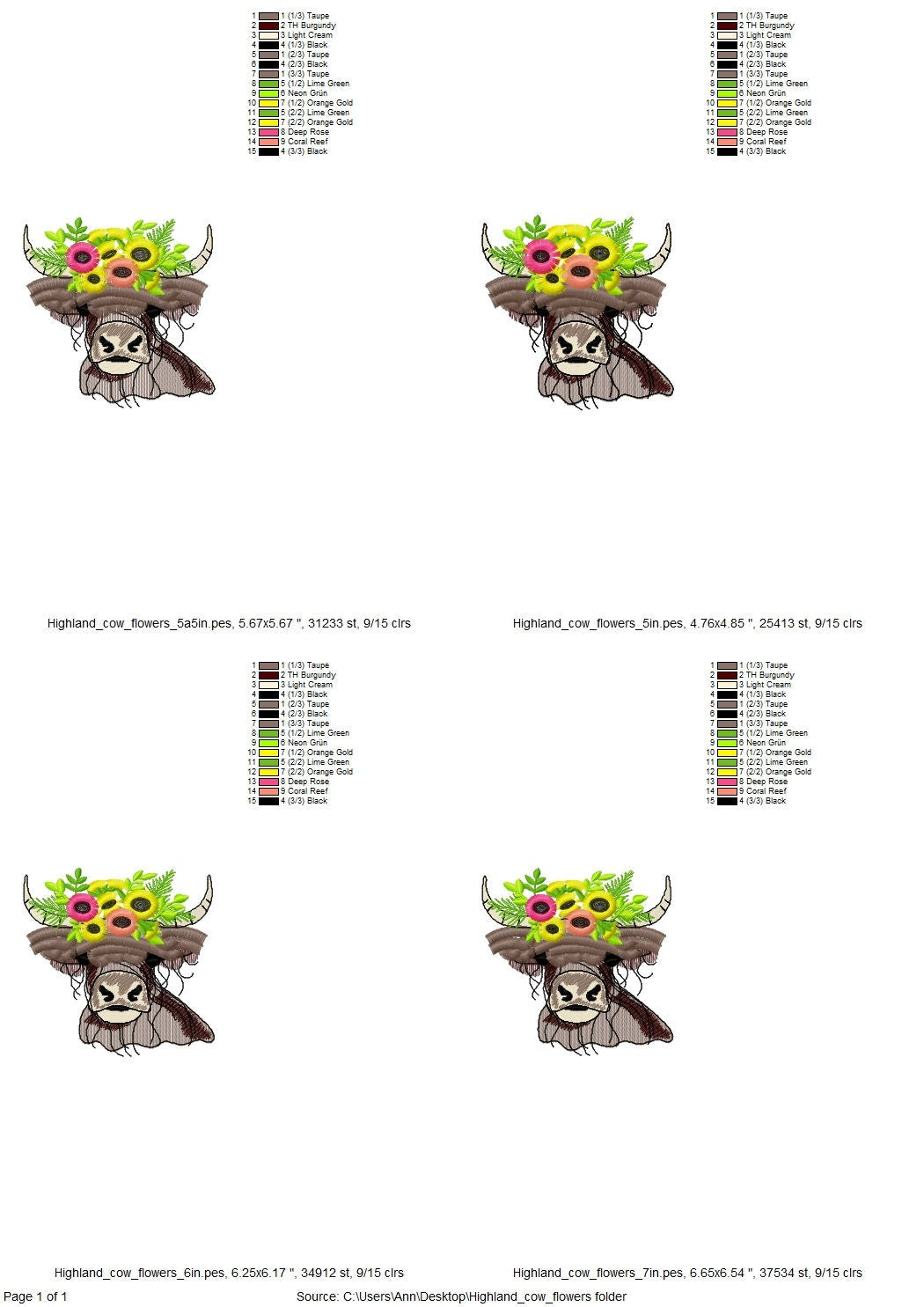 Big 2023 Fringed Highland Cattle Cow Scottish Breed Rustic Cattle Machine Embroidery Designs Fluffy Fringe Farm