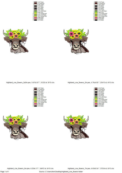 Big 2023 Fringed Highland Cattle Cow Scottish Breed Rustic Cattle Machine Embroidery Designs Fluffy Fringe Farm