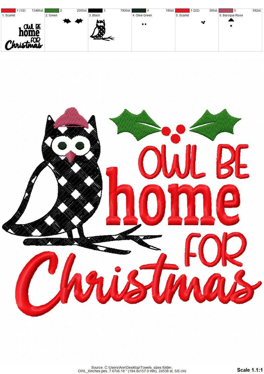 Owl be home for Christmas Merry Christmas gingham Happy Holidays Joy Kitchen dish towel quote one of the set machine embroidery designs