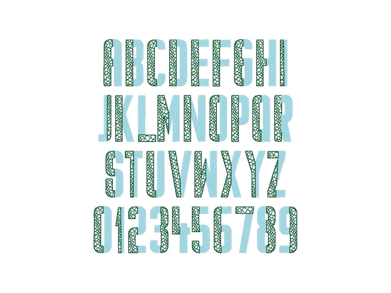 DUO Split Crocodile Gator 2 color Font TWO colors Font machine embroidery design DUOTONE small big block gator fill stitch alphabet monogram