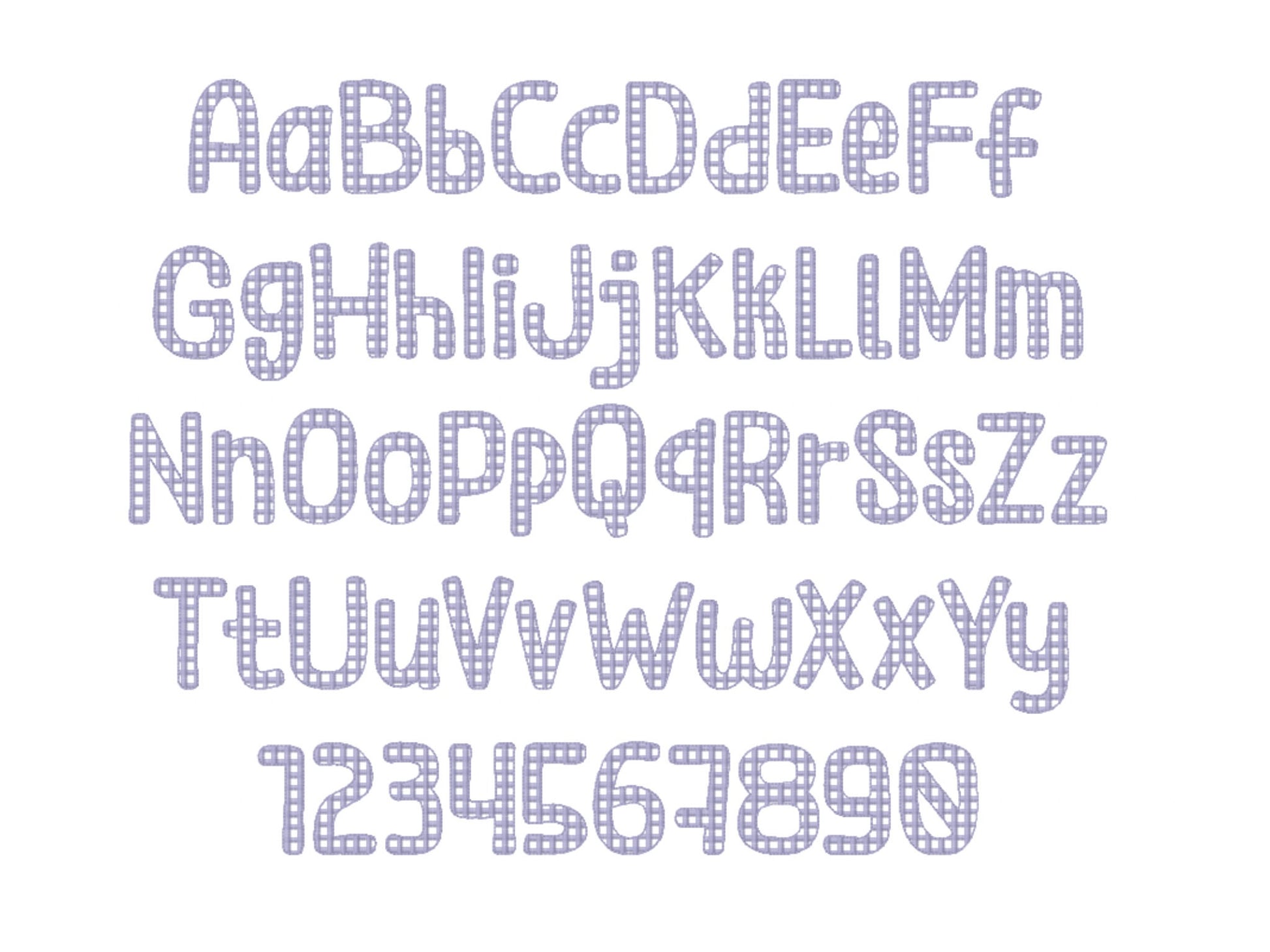 Decorative Embroidery Font set DIY names Dots Checks Waves Chess alphabet