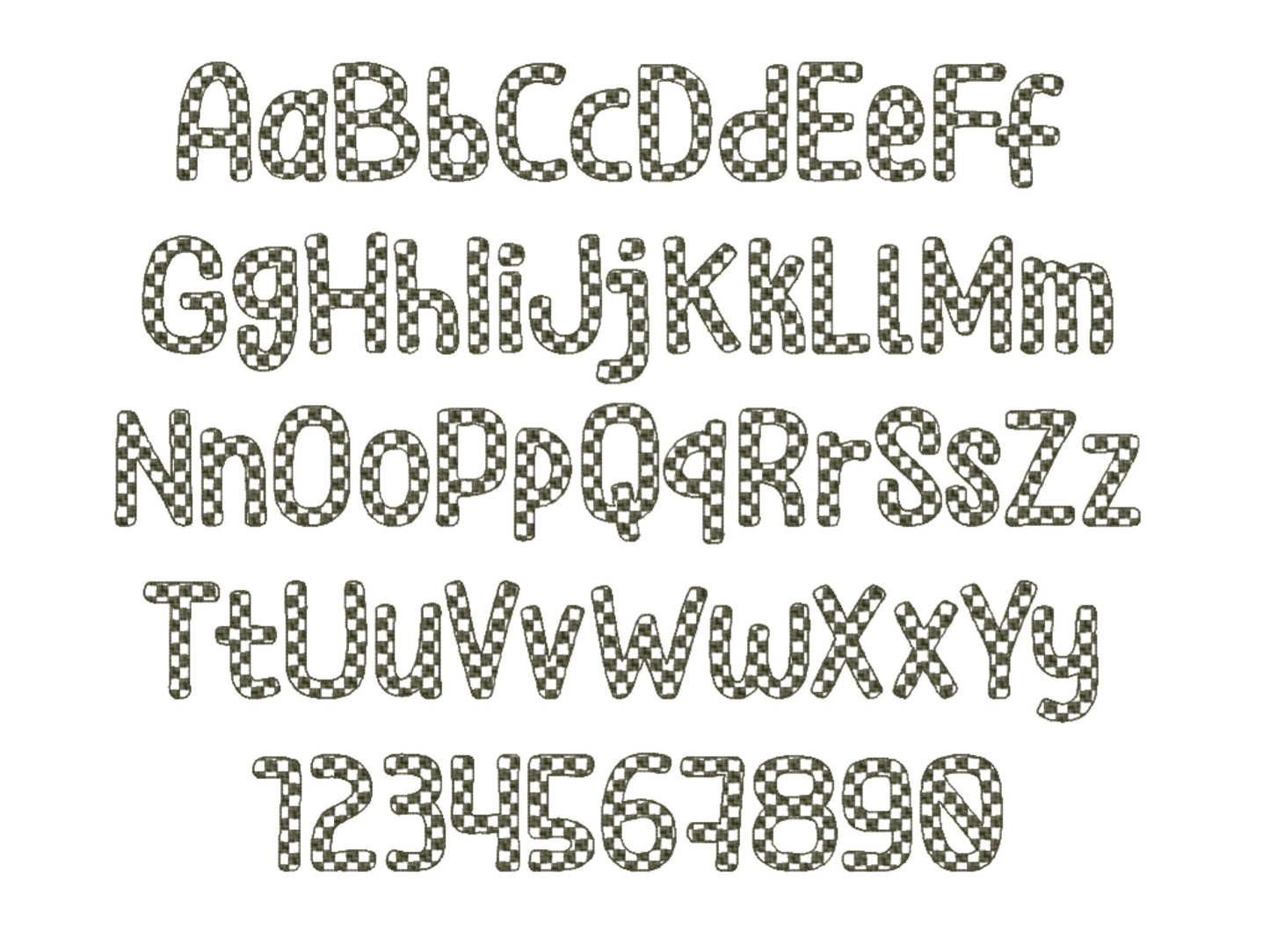 Decorative Embroidery Font set DIY names Dots Checks Waves Chess alphabet