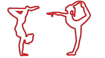 Dancing Girl Gymnast Set of 2 Applique Embroidery 2.5" 3" 4" 5" 6" 7" | PES DST JEF | Artapli