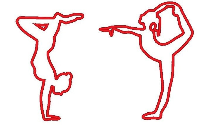 Dancing Girl Gymnast Set of 2 Applique Embroidery 2.5" 3" 4" 5" 6" 7" | PES DST JEF | Artapli